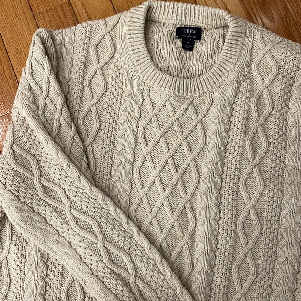 J.CREW Medium Cream Cable-Knit Sweater